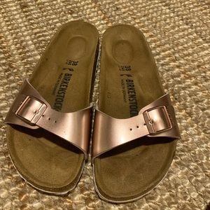 Birkenstock Madrid sandal like Brand New only worn once. Rose Gold